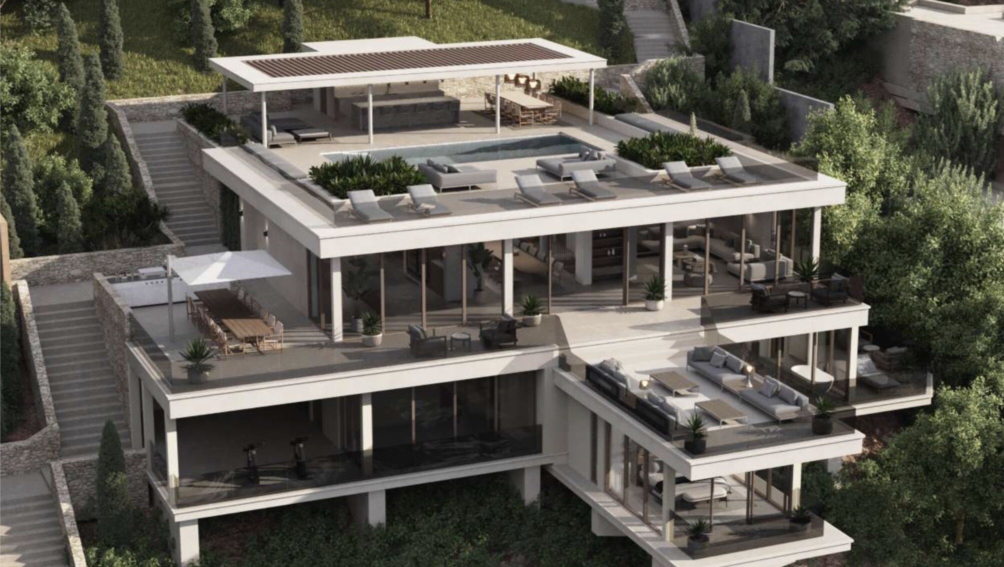 Image 3D d’une villa contemporaine actuellement en projet